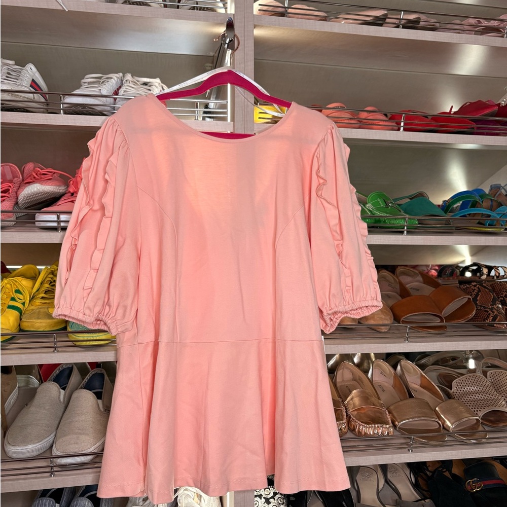 Eloquii Coral Puff Sleeve Top